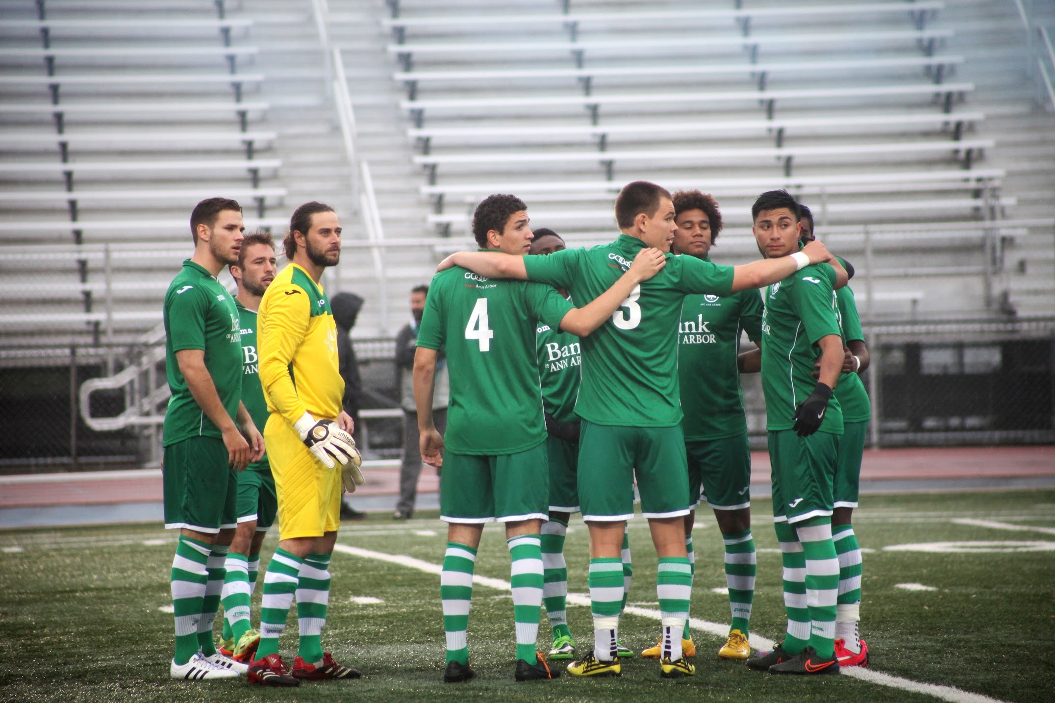 Our men’s team gathers before facing Grand Rapids FC on May 30, 2015.