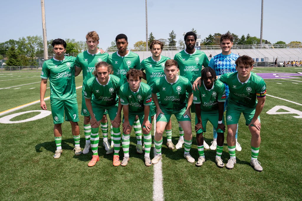 Our men’s starting XI before facing Kalamazoo FC on June 1, 2025.
