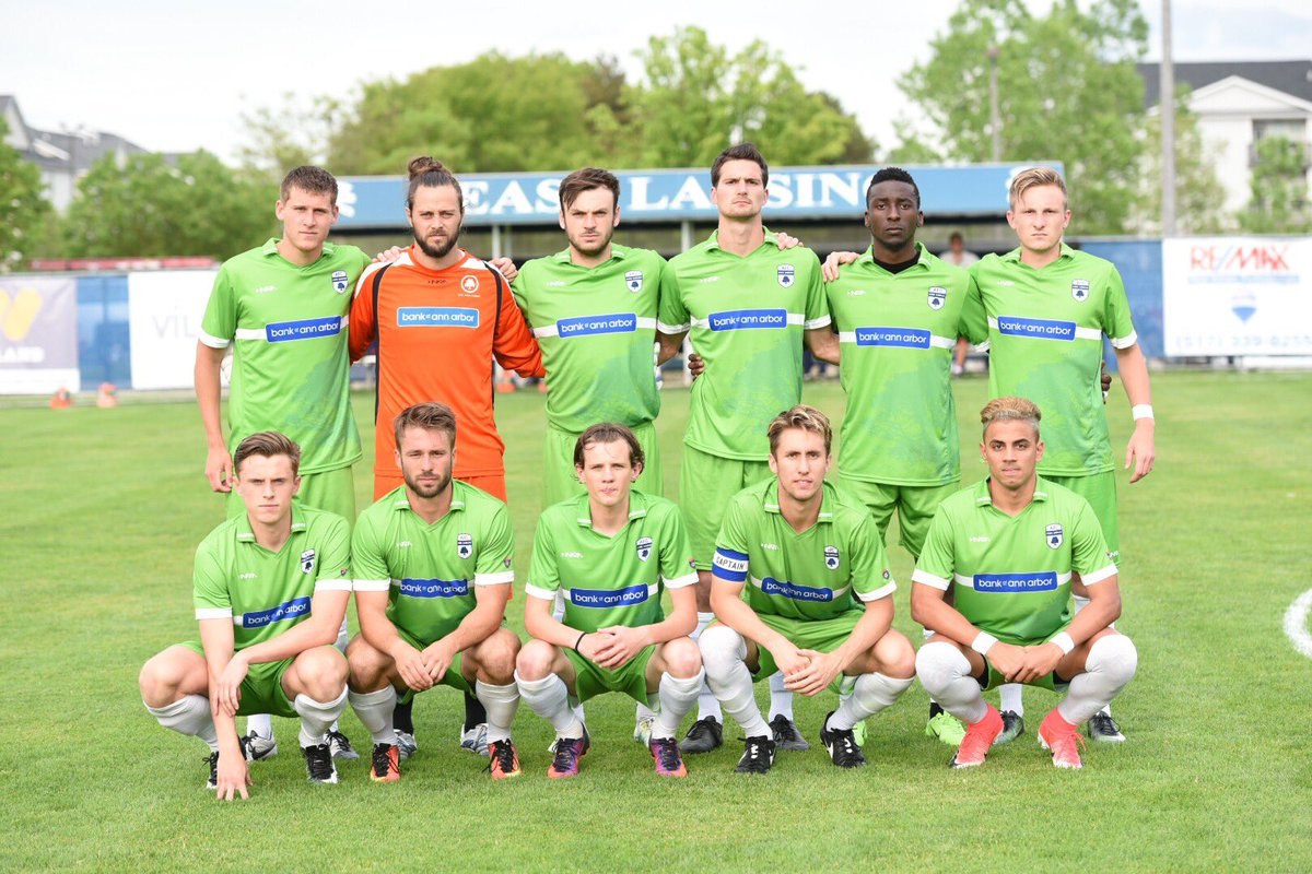 Starting XI photo from AFC Ann Arbor men versus Lansing United (2017-05-26).