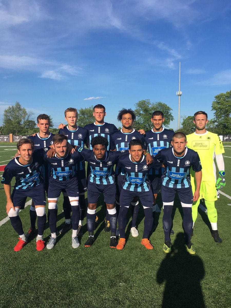Starting XI photo from AFC Ann Arbor men versus Oakland County FC (2019-06-26).