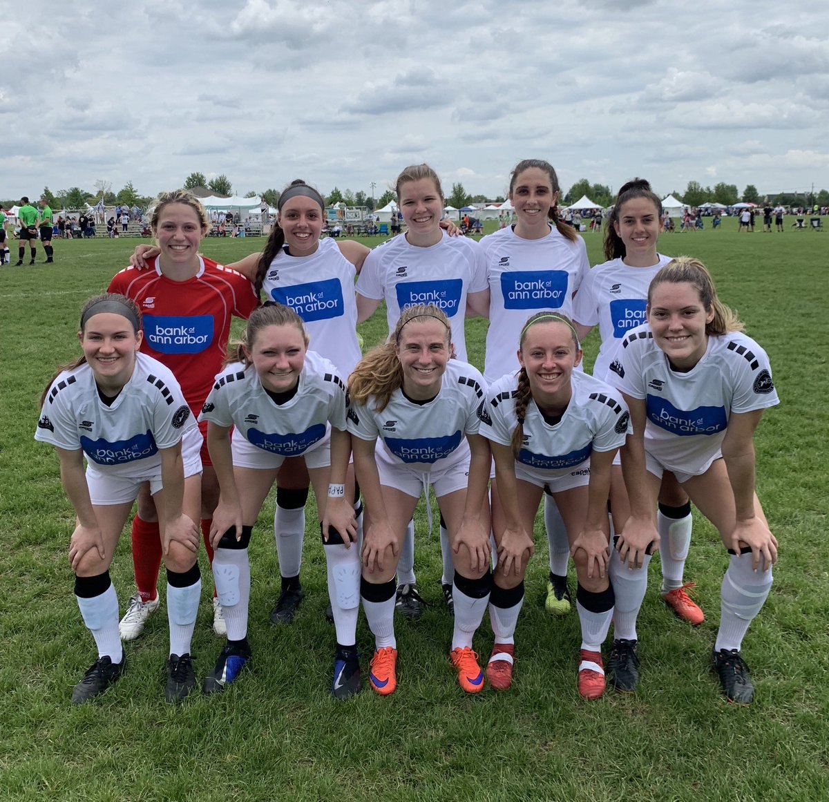 Starting XI photo from AFC Ann Arbor women versus Michigan Legends (2019-05-25).