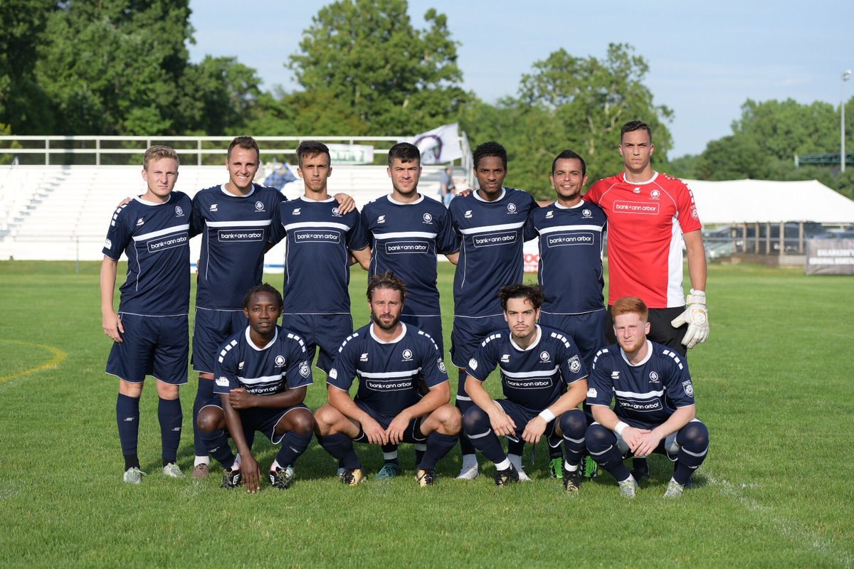 Starting XI photo from AFC Ann Arbor men versus Kalamazoo FC (2018-06-26).