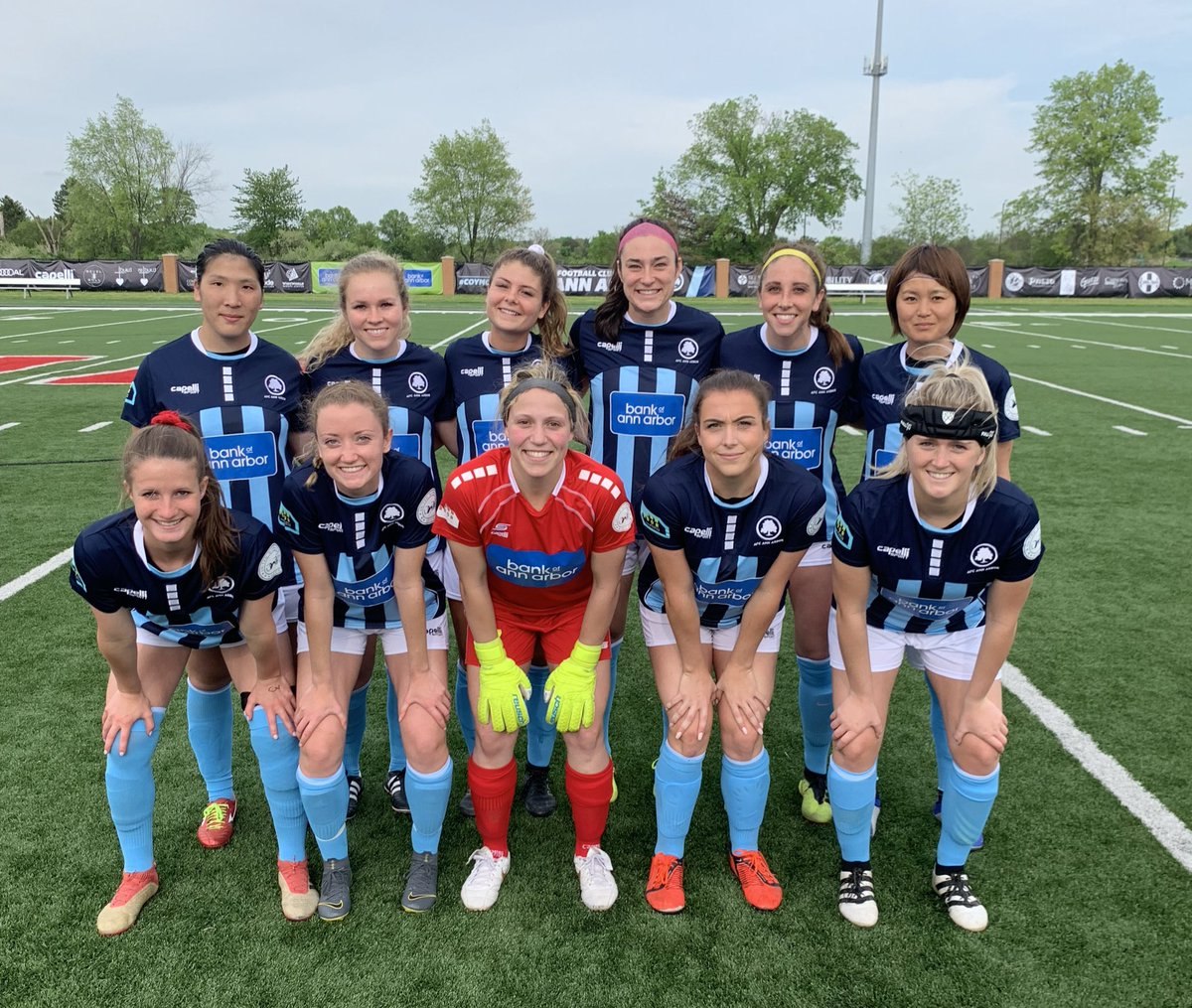 Starting XI photo from AFC Ann Arbor women versus Lansing United (2019-05-24).
