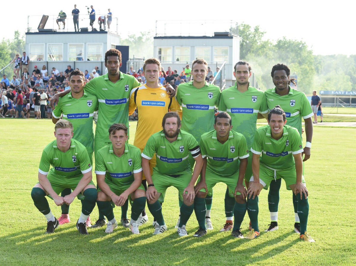 Starting XI photo from AFC Ann Arbor men versus Lansing United (2016-06-10).