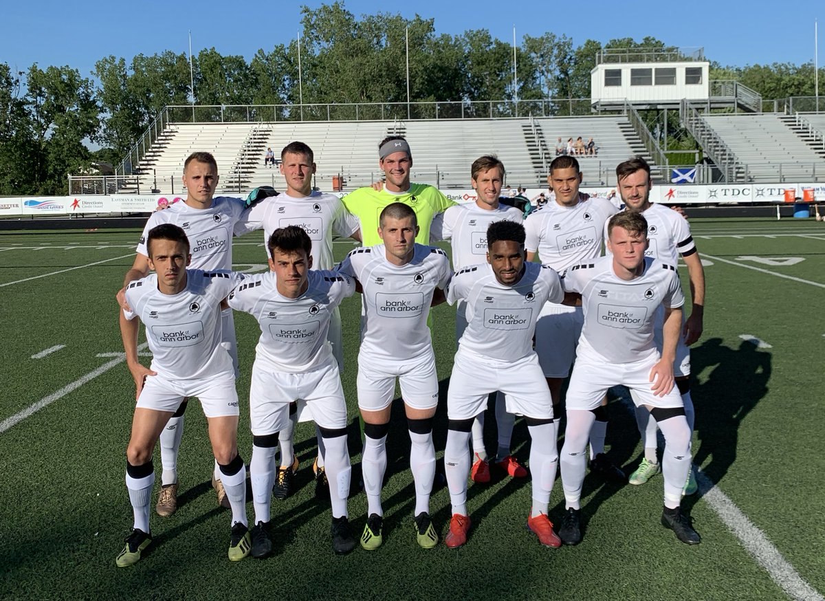 Starting XI photo from AFC Ann Arbor men versus Toledo Villa FC (2019-06-14).