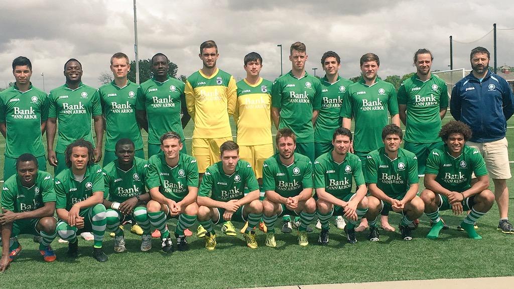 Team photo from AFC Ann Arbor men versus RWB Adria (2015-06-13).