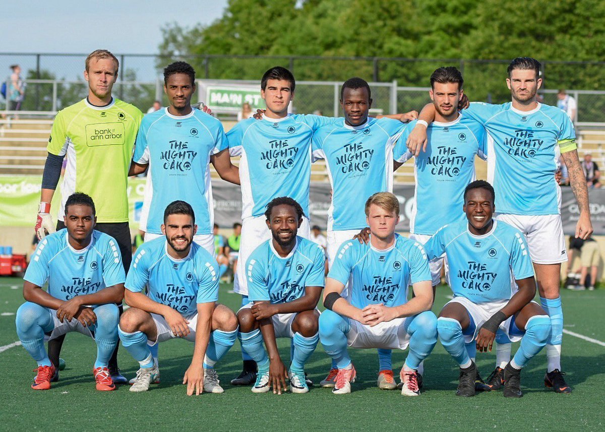 Starting XI photo from AFC Ann Arbor men versus Kalamazoo FC (2018-06-15).
